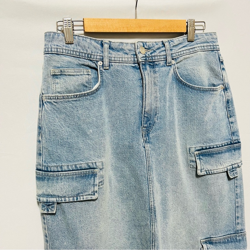 Anthropologie Pilcro Cargo Denim MIDI Skirt Size 10 - Picture 8 of 13